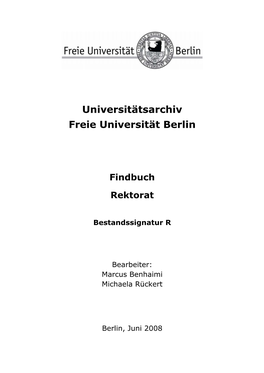 Universitätsarchiv Freie Universität Berlin