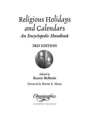 Religious Holidays and Calendars an Encyclopedic Handbook