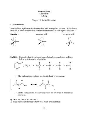 Chem 51B Chapter 15 Notes