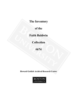 The Inventory of the Faith Baldwin Collection #674