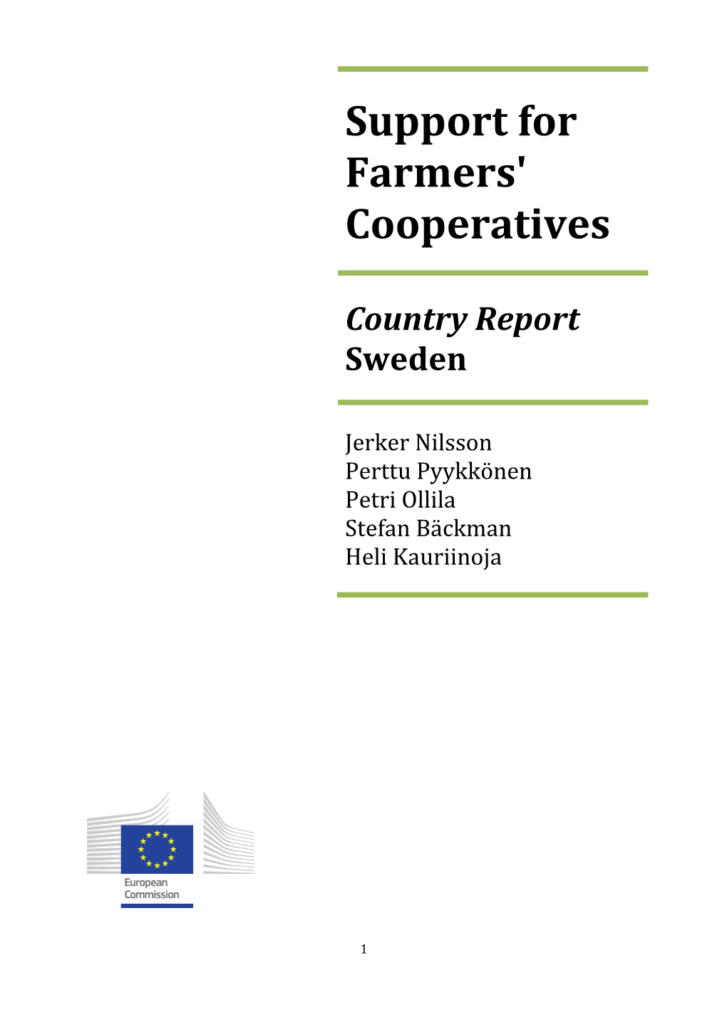 Support for Farmers' Cooperatives Country Report Sweden