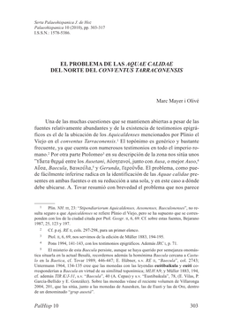 20. El Problema De Las Aquae Calidae Del Norte Del Conventus