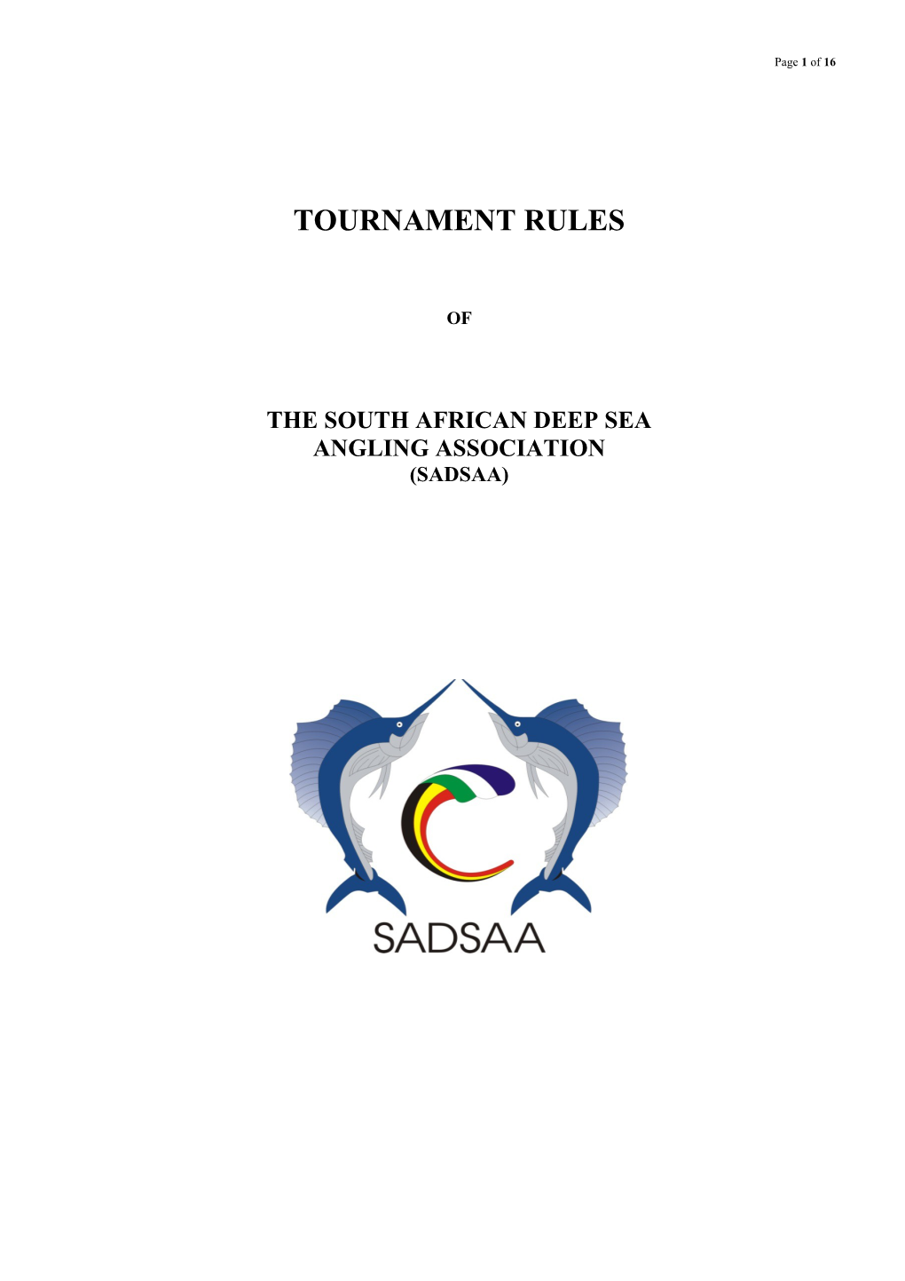 SADSAA Tournament Rules (Updated 4Th March 2012)