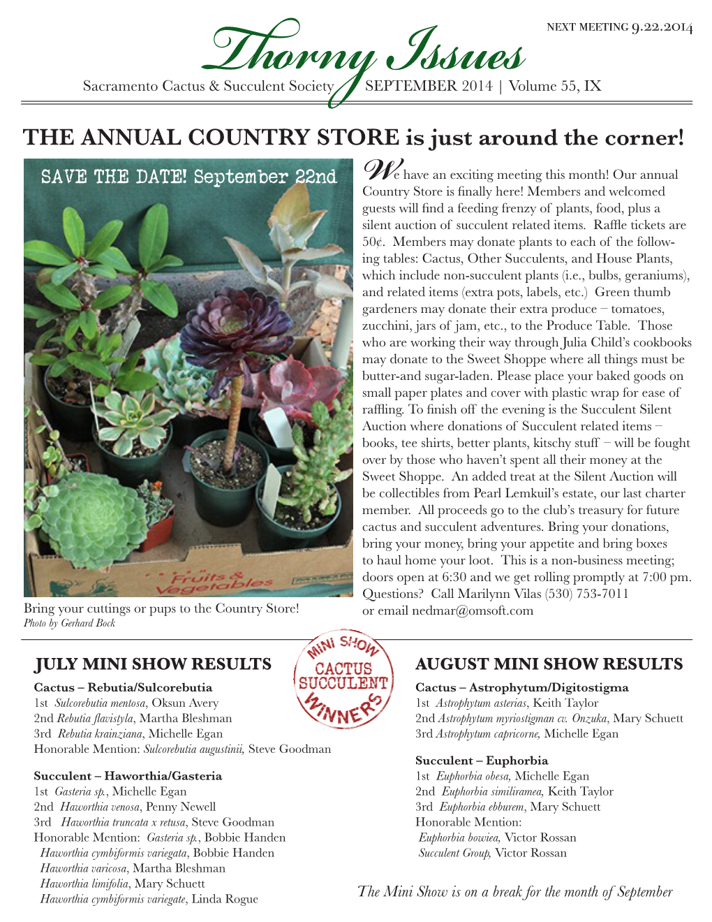 THE ANNUAL COUNTRY STORE Is Just Around the Corner!