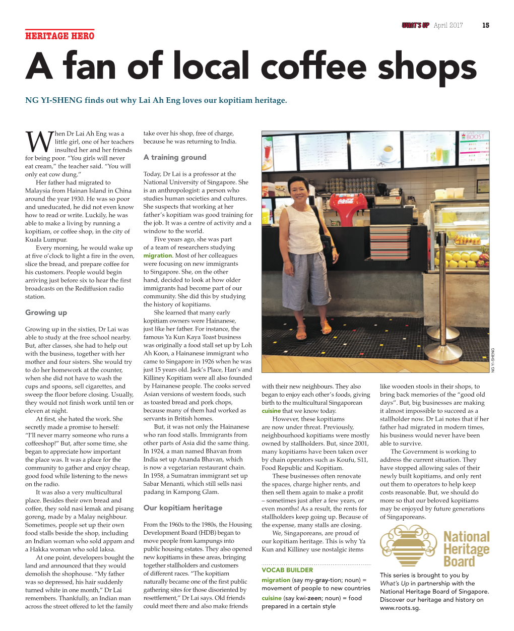 A Fan of Local Coffee Shops NG YI-SHENG Finds out Why Lai Ah Eng Loves Our Kopitiam Heritage