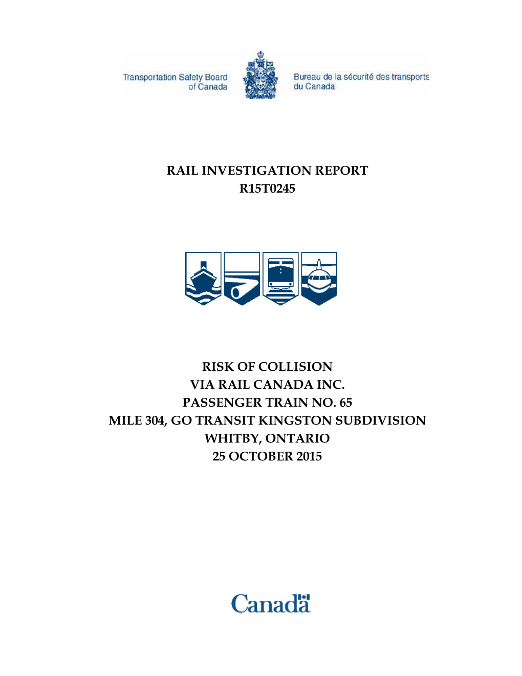 Railway Investigation Report R15T0245 | 1