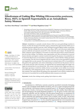 Effectiveness of Gutting Blue Whiting (Micromesistius Poutassou, Risso, 1827), in Spanish Supermarkets As an Anisakidosis Safety Measure