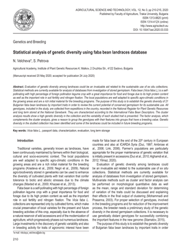 Statistical Analysis of Genetic Diversity Using Faba Bean Landraces Database