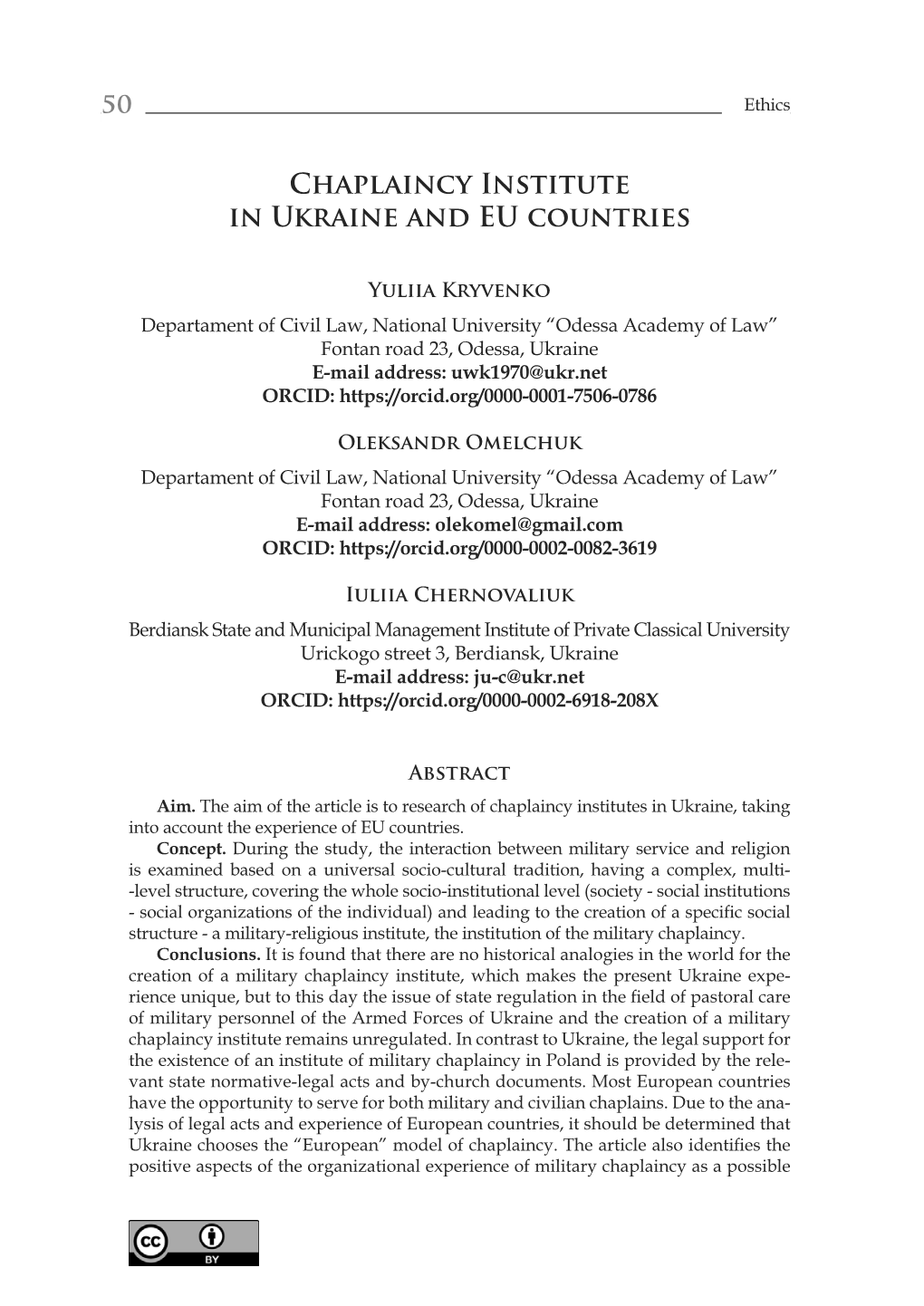 Chaplaincy Institute in Ukraine and EU Countries