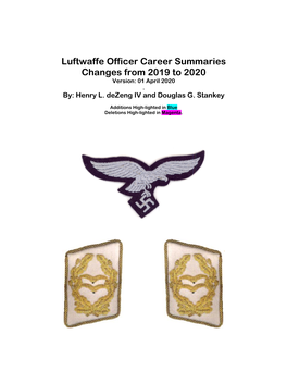 Luftwaffe Officer Career Summaries Changes from 2019 to 2020 Version: 01 April 2020