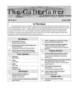 The Galitzianer a Publication of Gesher Galicia