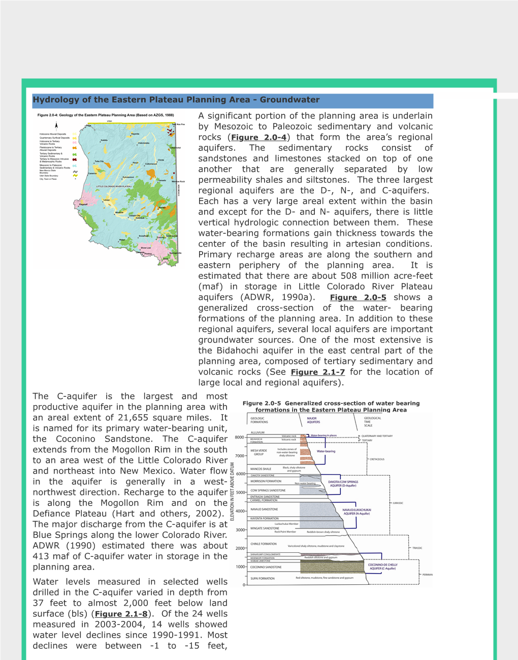 A Significant Portion of the Planning Area Is Underlain by Mesozoic to Paleozoic Sedimentary and Volcanic Rocks (Figure 2.0-4) That Form the Area’S Regional Aquifers