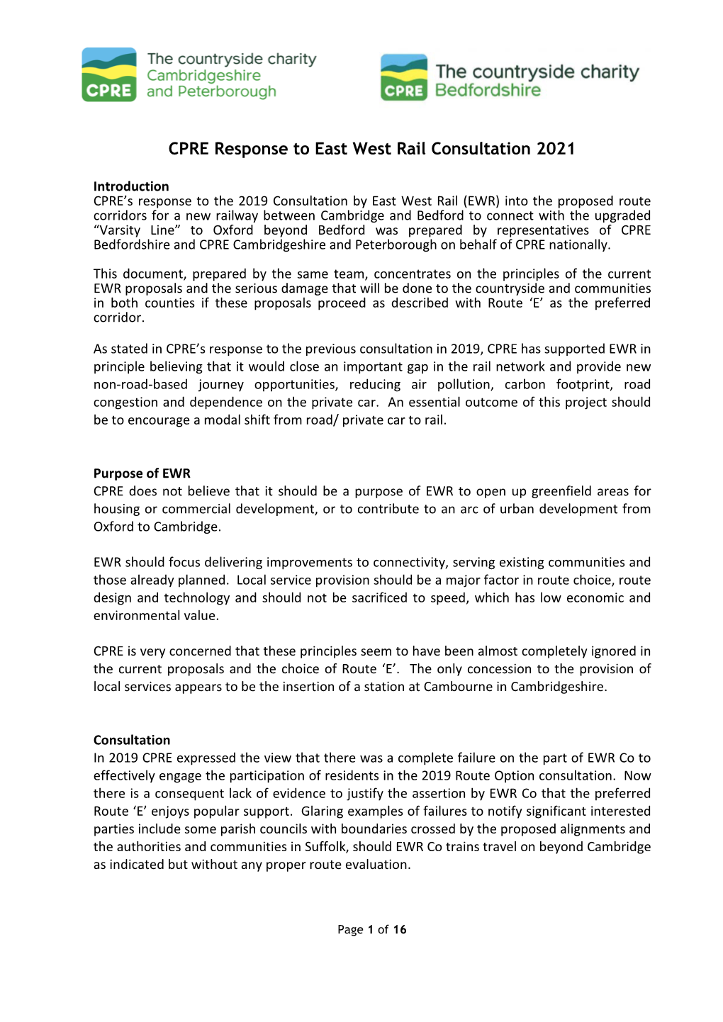 CPRE EWR 2021 Response