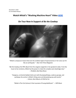 Washing Machine Heart” Video HERE ​
