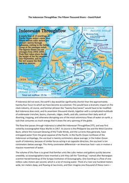 The Indonesian Throughflow: the Fifteen Thousand Rivers – David Pickell