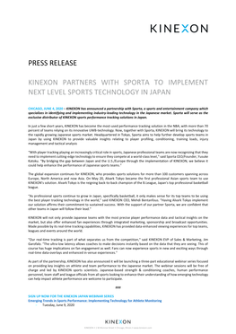 Press Release Kinexon Partners with Sporta To