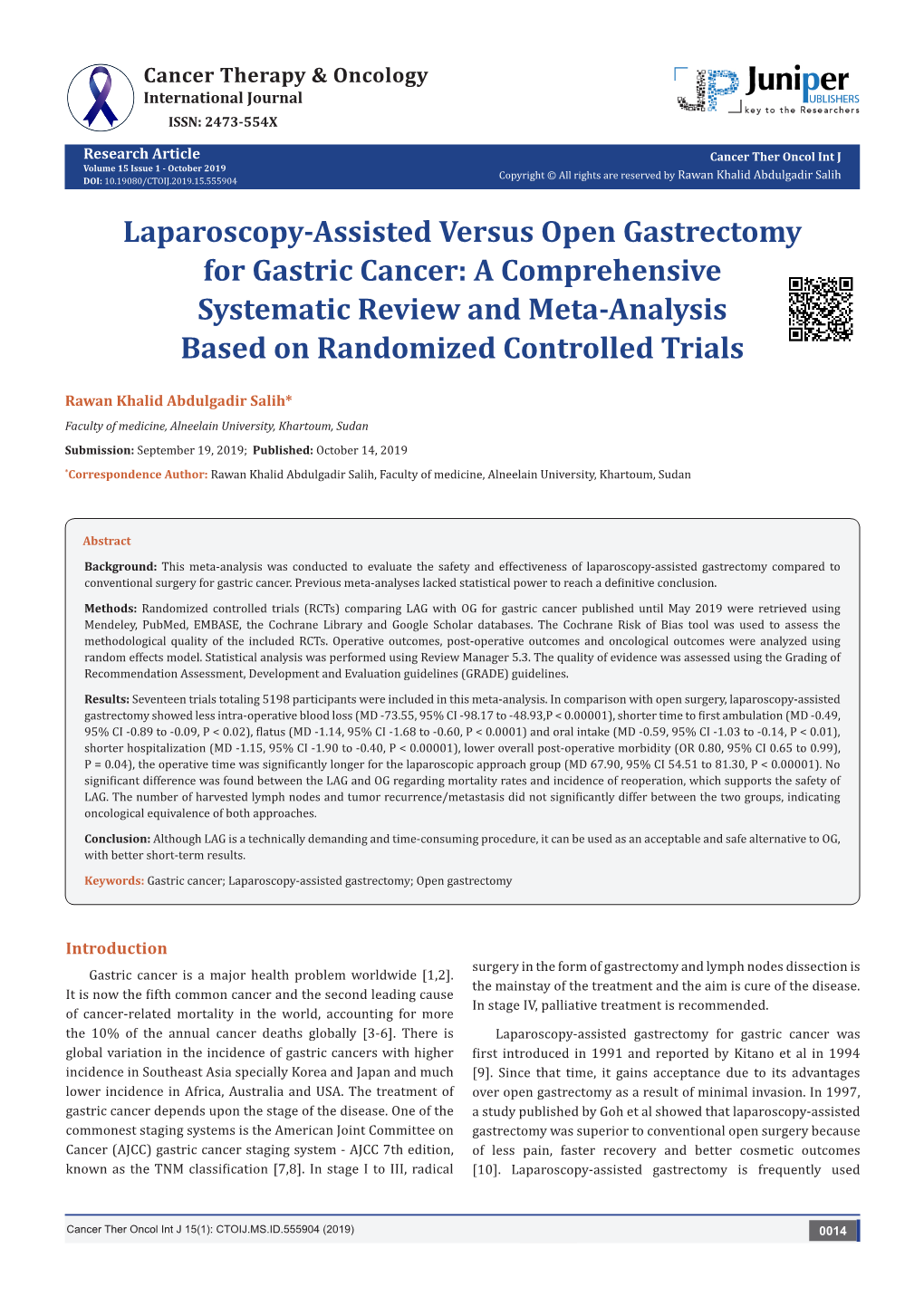 Laparoscopy-Assisted Versus Open Gastrectomy for Gastric Cancer: a Comprehensive Systematic Review and Meta-Analysis Based on Randomized Controlled Trials