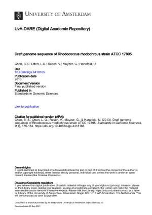 Rhodococcus Rhodochrous Strain ATCC 17895