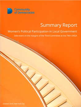 Summary Report Women’S Political Participation in Local Government Side-Event on the Margins of the Third Committee at the 74Th UNGA