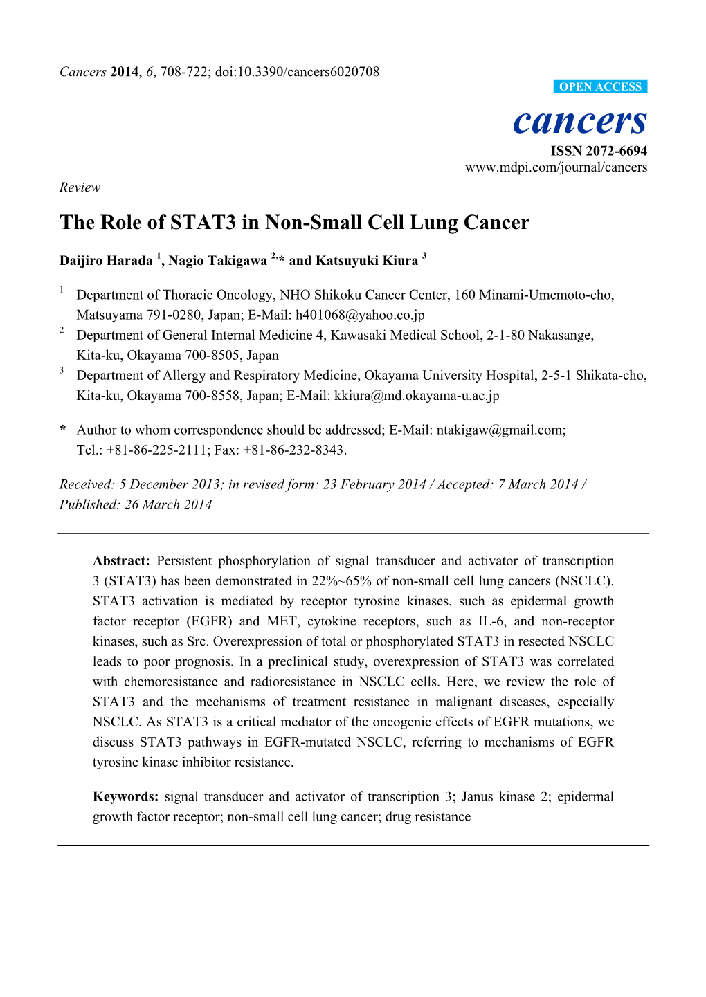 The Role of STAT3 in Non-Small Cell Lung Cancer