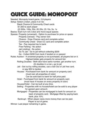 Monopoly Quick Guide