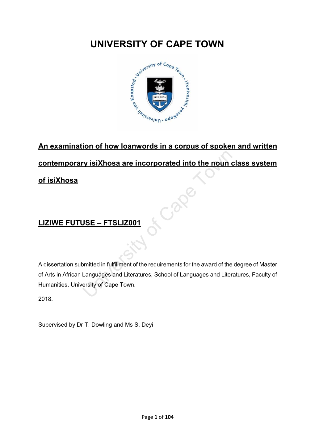 Thesis Hum 2019 Futuse Liziwe.Pdf