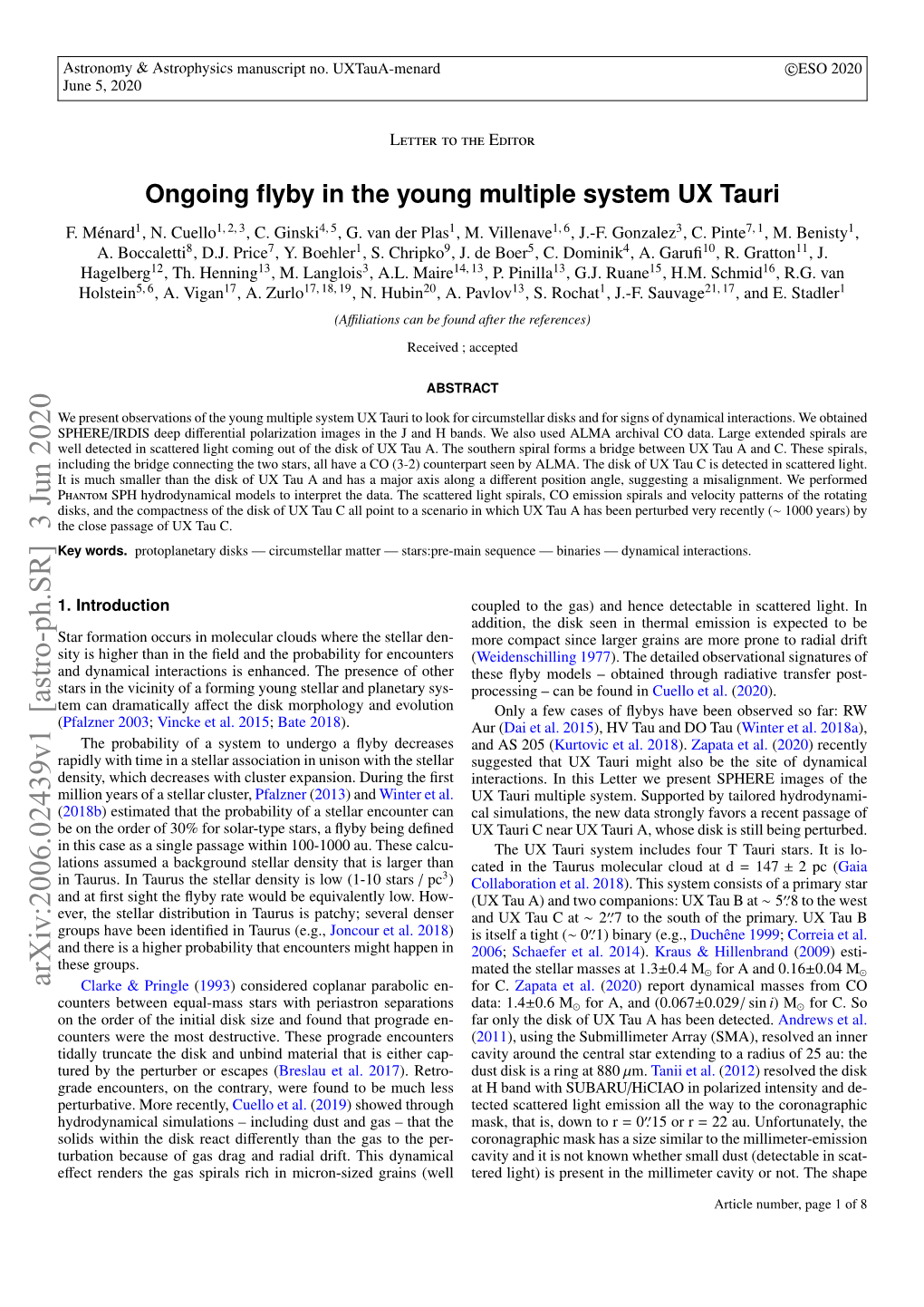 Ongoing Flyby in the Young Multiple System UX Tauri