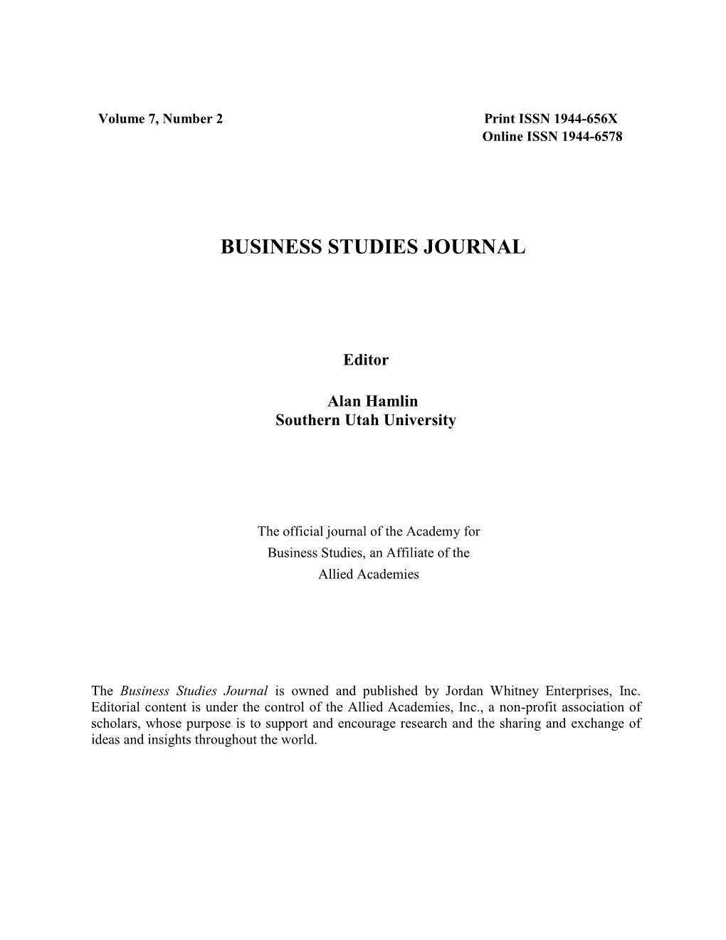 Business Studies Journal