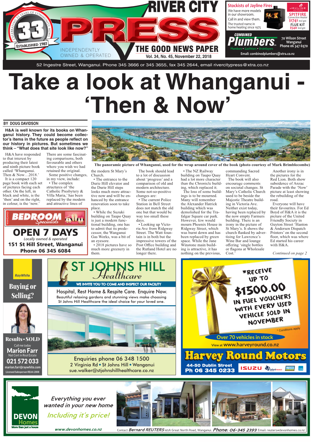Take a Look at Whanganui - ‘Then & Now’ by DOUG DAVIDSON H&A Is Well Known for Its Books on Whan- Ganui History