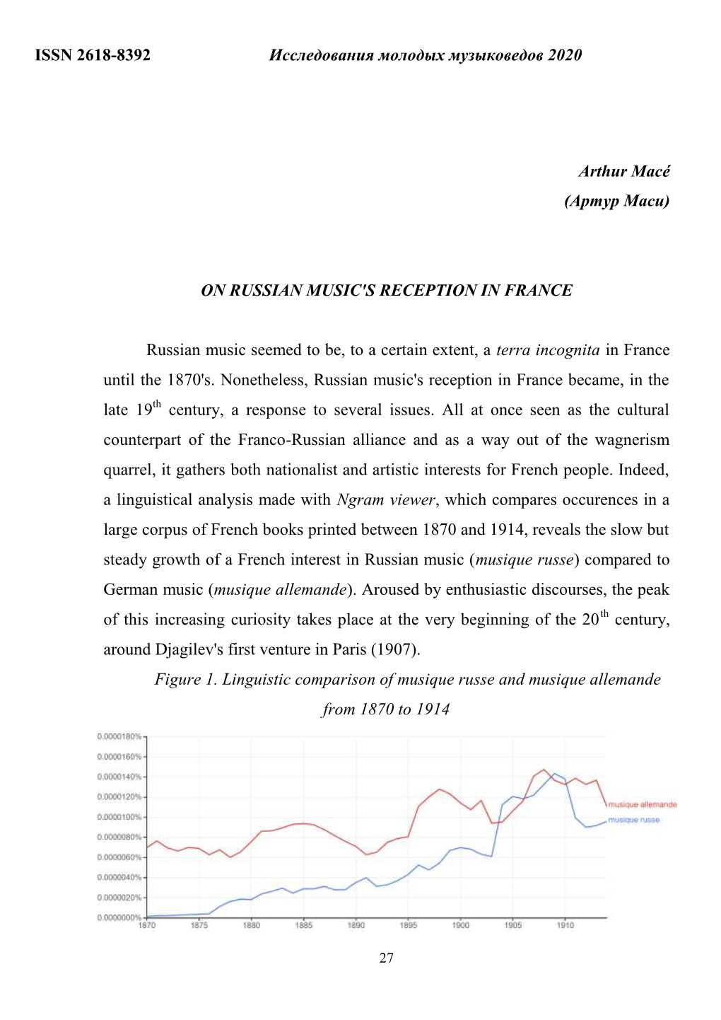 ISSN 2618-8392 Исследования Молодых Музыковедов 2020 Arthur