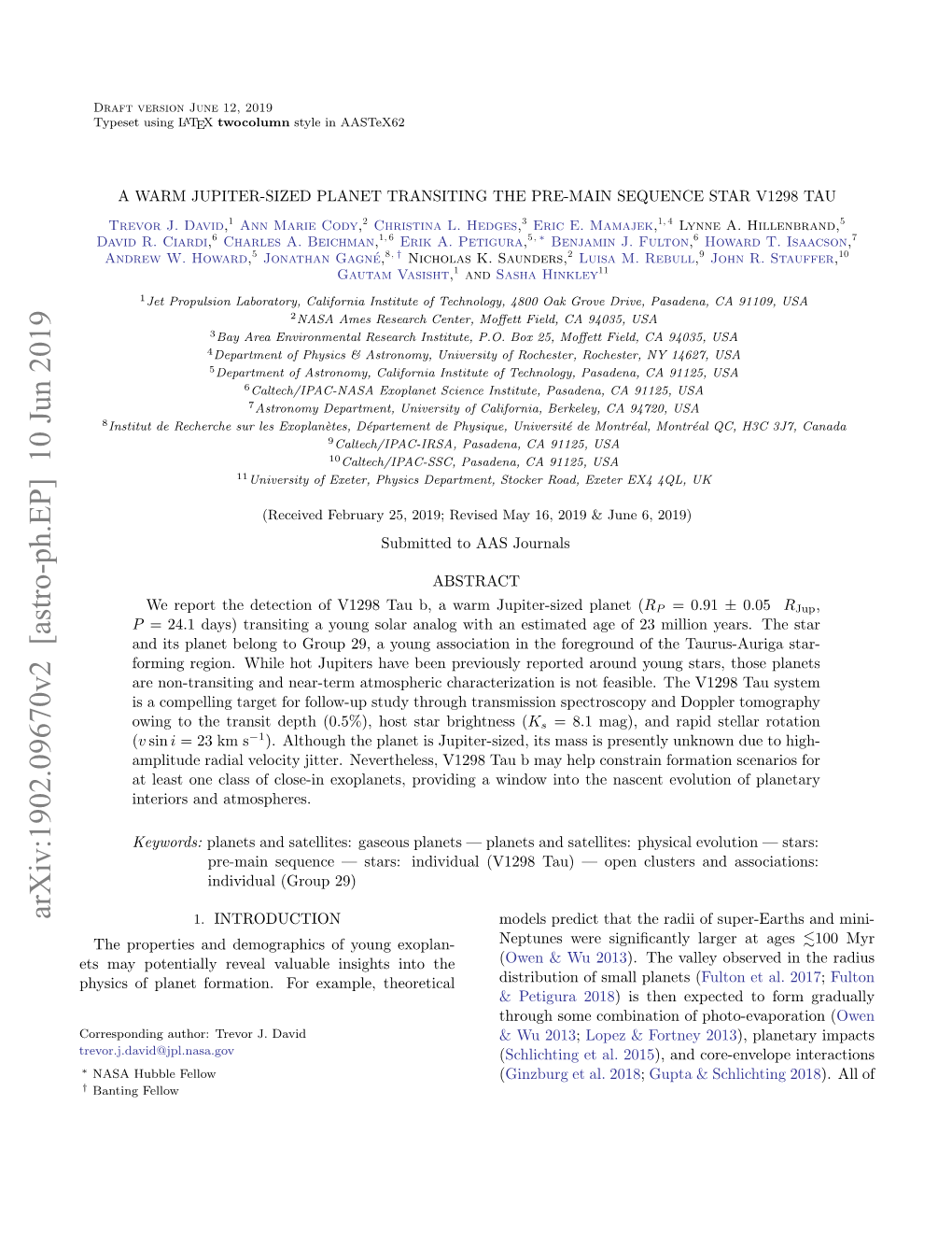 A Warm Jupiter-Sized Planet Transiting the Pre-Main Sequence Star V1298 Tau