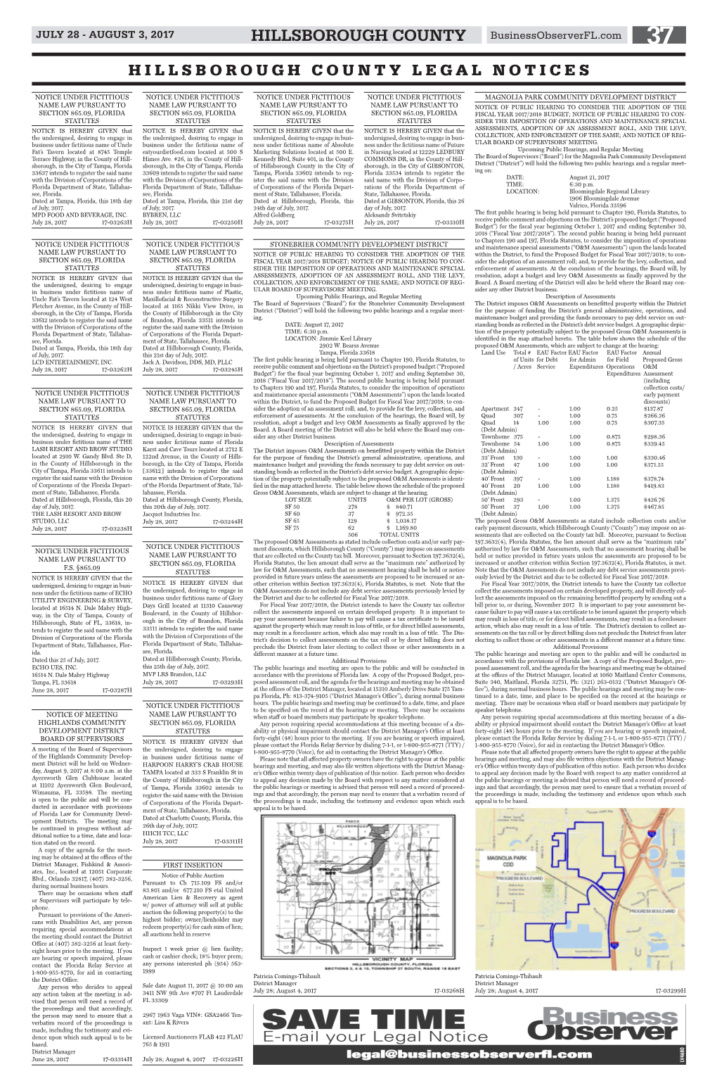 HILLSBOROUGH COUNTY Businessobserverfl.Com 37 HILLSBOROUGH COUNTY LEGAL NOTICES