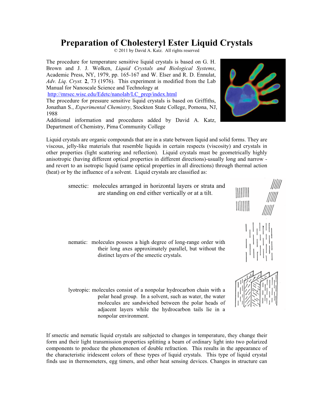 Synthesis of Cholesteryl Ester Liquid Crystals