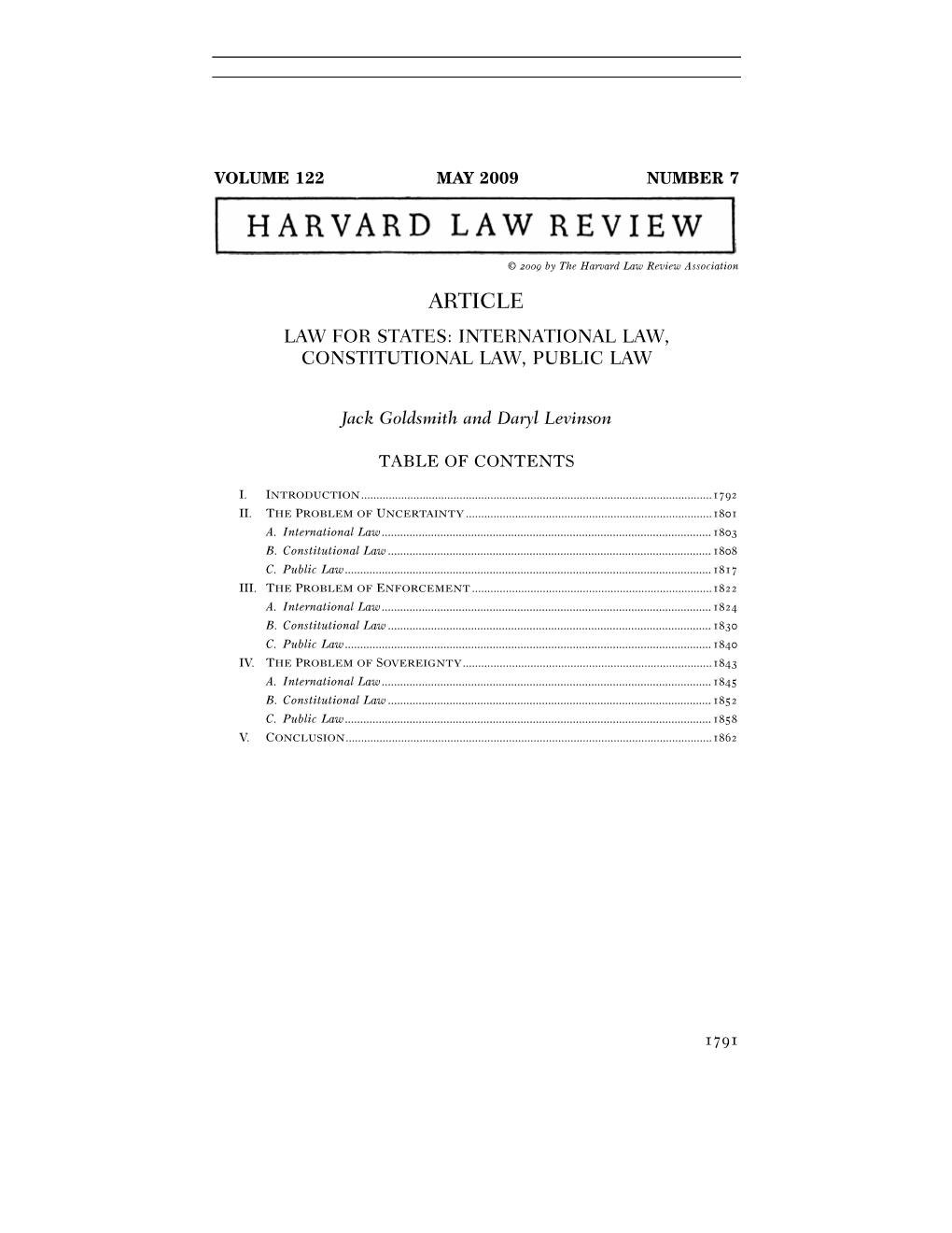 Article Law for States: International Law, Constitutional Law, Public Law