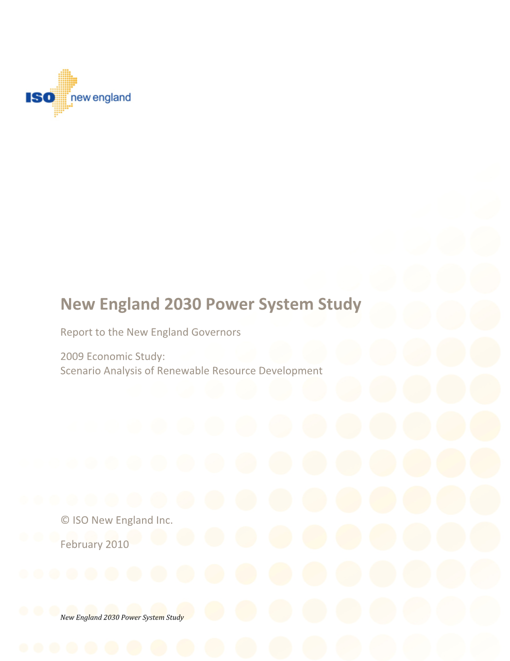 New England 2030 Power System Study