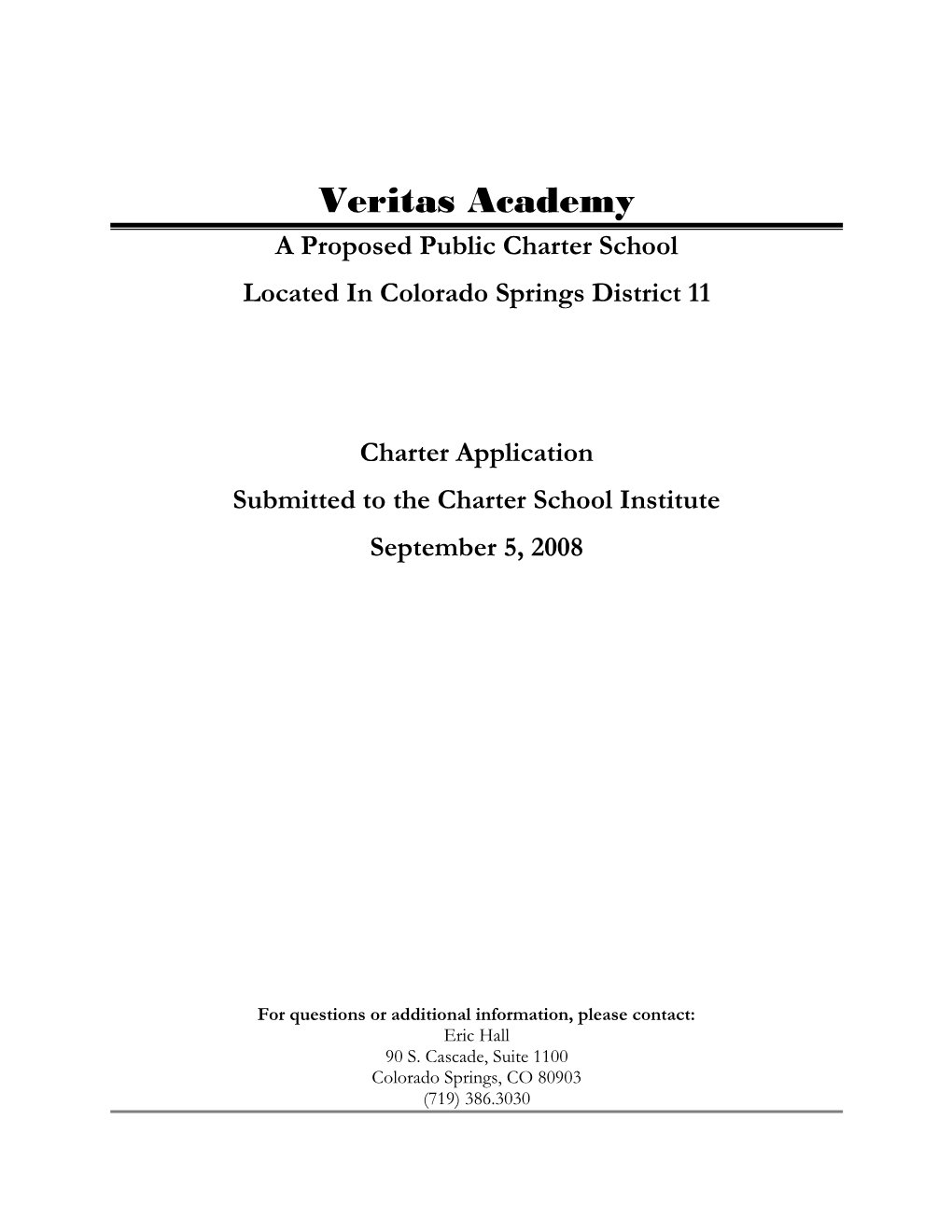 Veritas Academy Charter Application