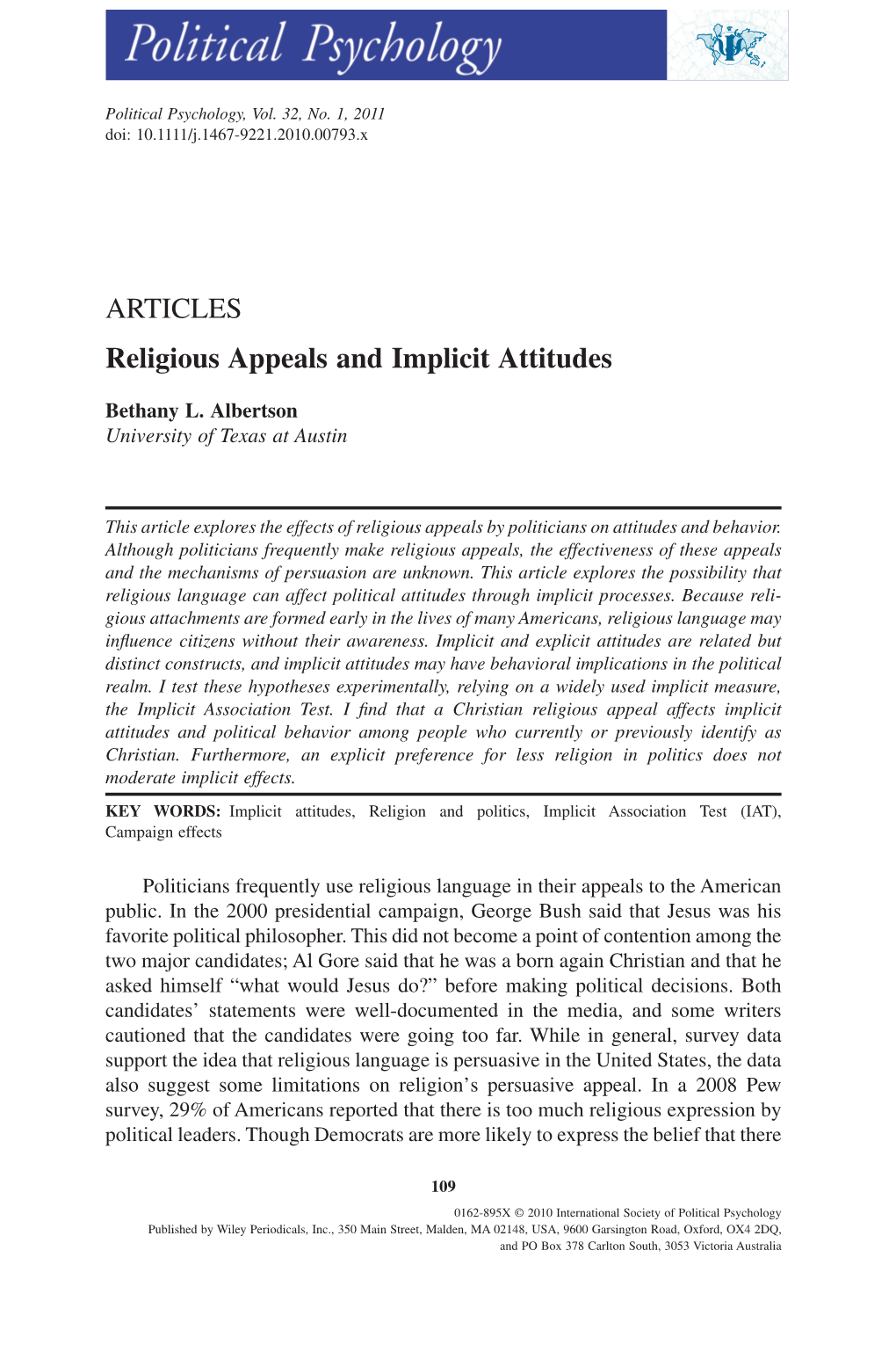 Religious Appeals and Implicit Attitudespops 793 109..130