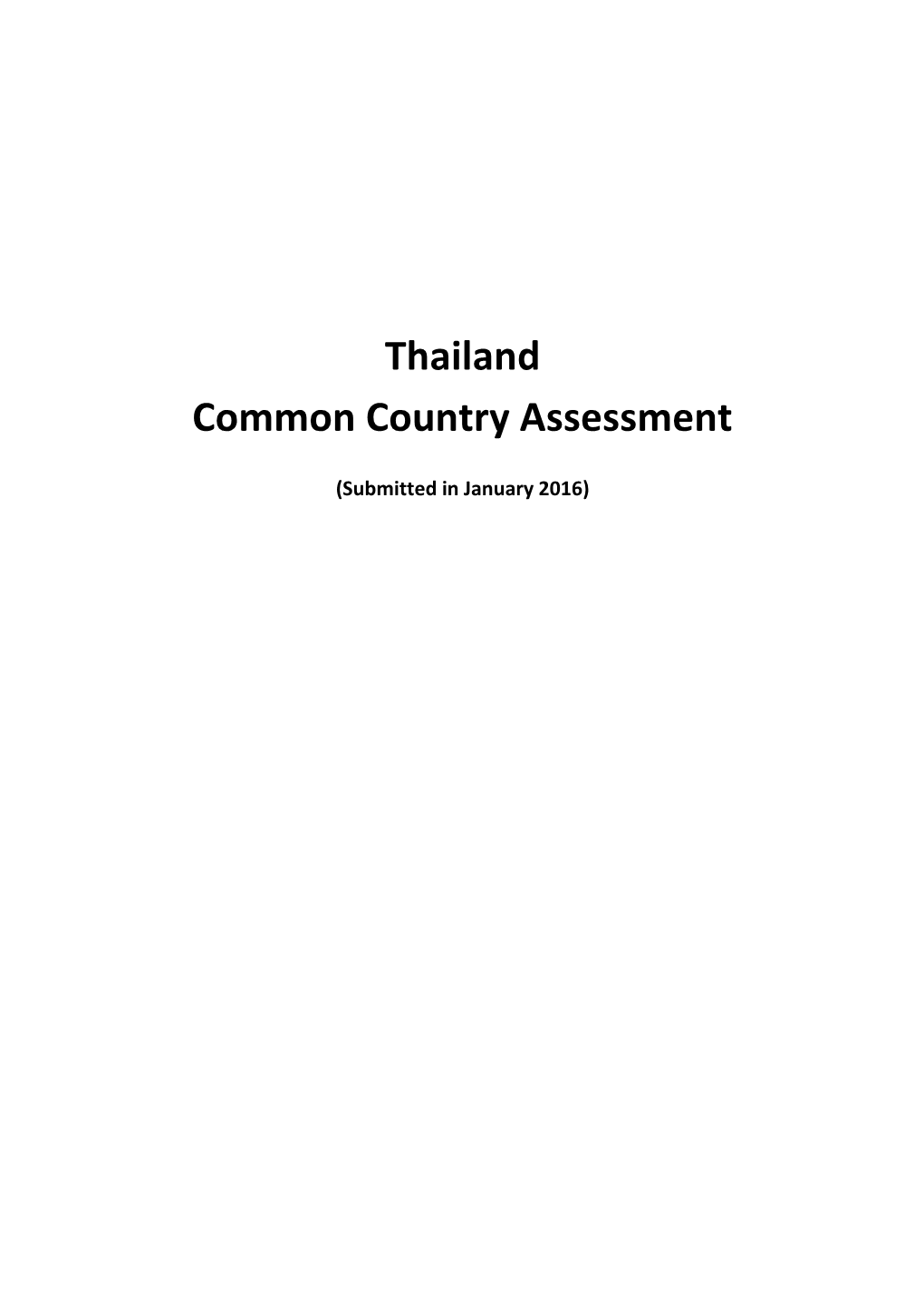 Thailand Common Country Assessment