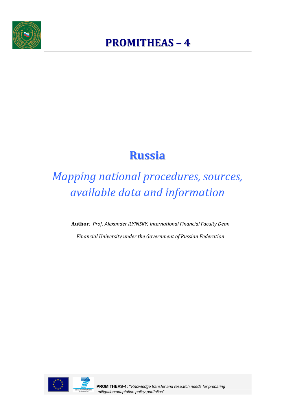 Russia Mapping National Procedures, Sources, Available Data and Information