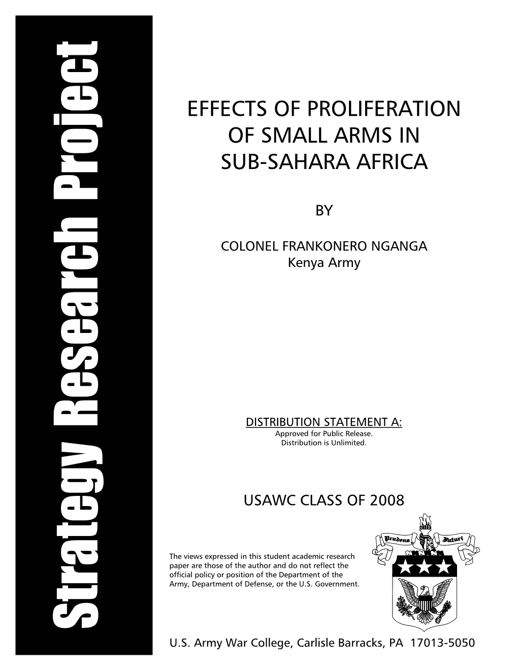 Effects of Proliferation of Small Arms in Sub-Sahara Africa