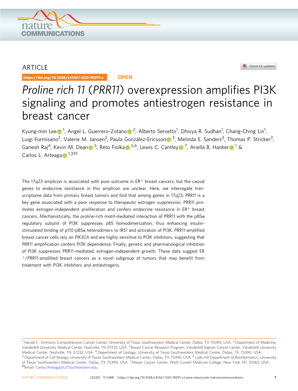 Overexpression Amplifies PI3K Signaling and Promotes