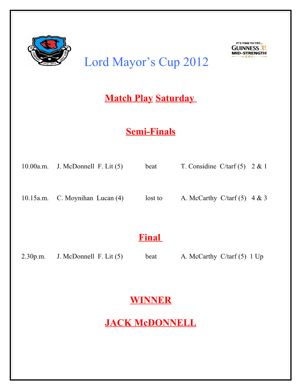 AIB Lord Mayor S Cup 2008