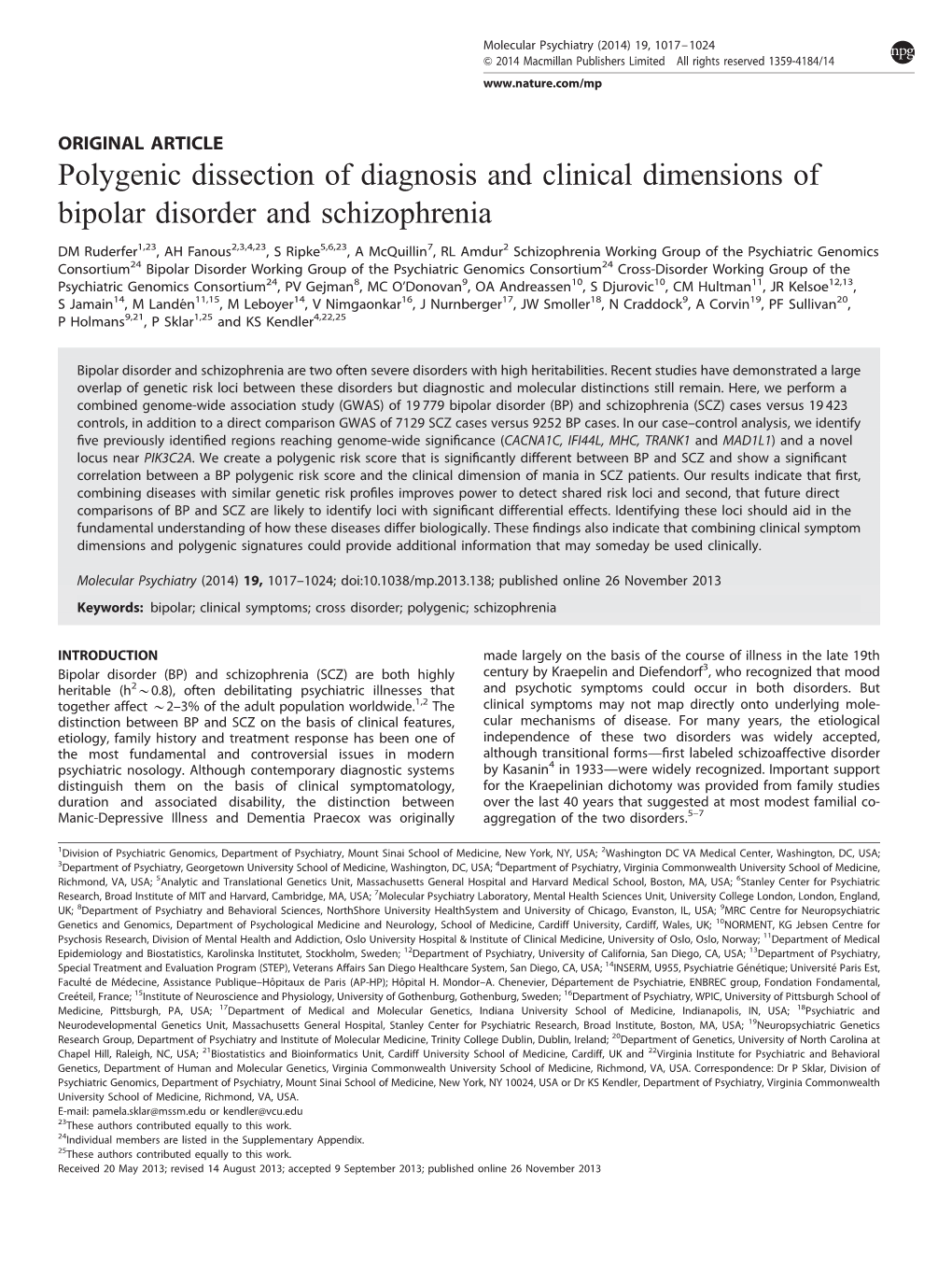 Polygenic Dissection of Diagnosis and Clinical Dimensions of Bipolar Disorder and Schizophrenia