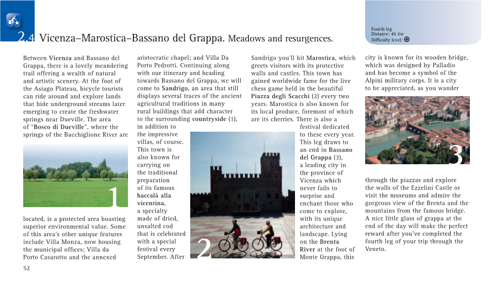 Vicenza–Marostica–Bassano Del Grappa. Meadows and Resurgences. Difficulty Level: a Cr 2 Rd