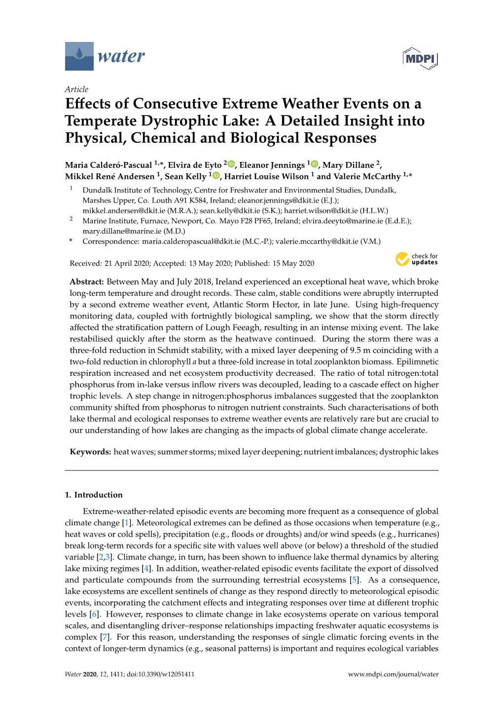 Effects of Consecutive Extreme Weather Events on a Temperate