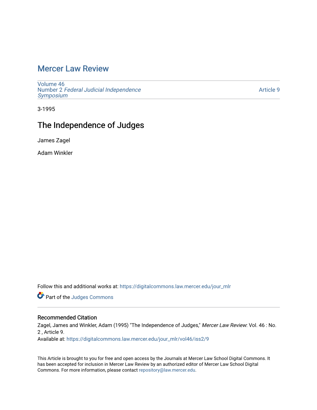 The Independence of Judges