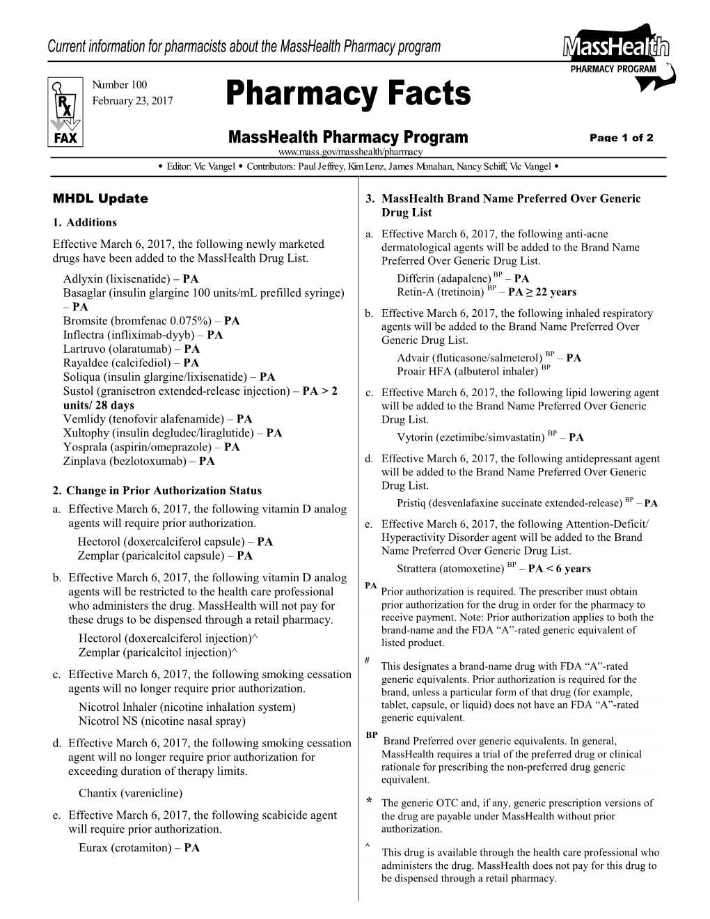 Open PDF File, 67.73 KB, for Pharmacy Facts 100