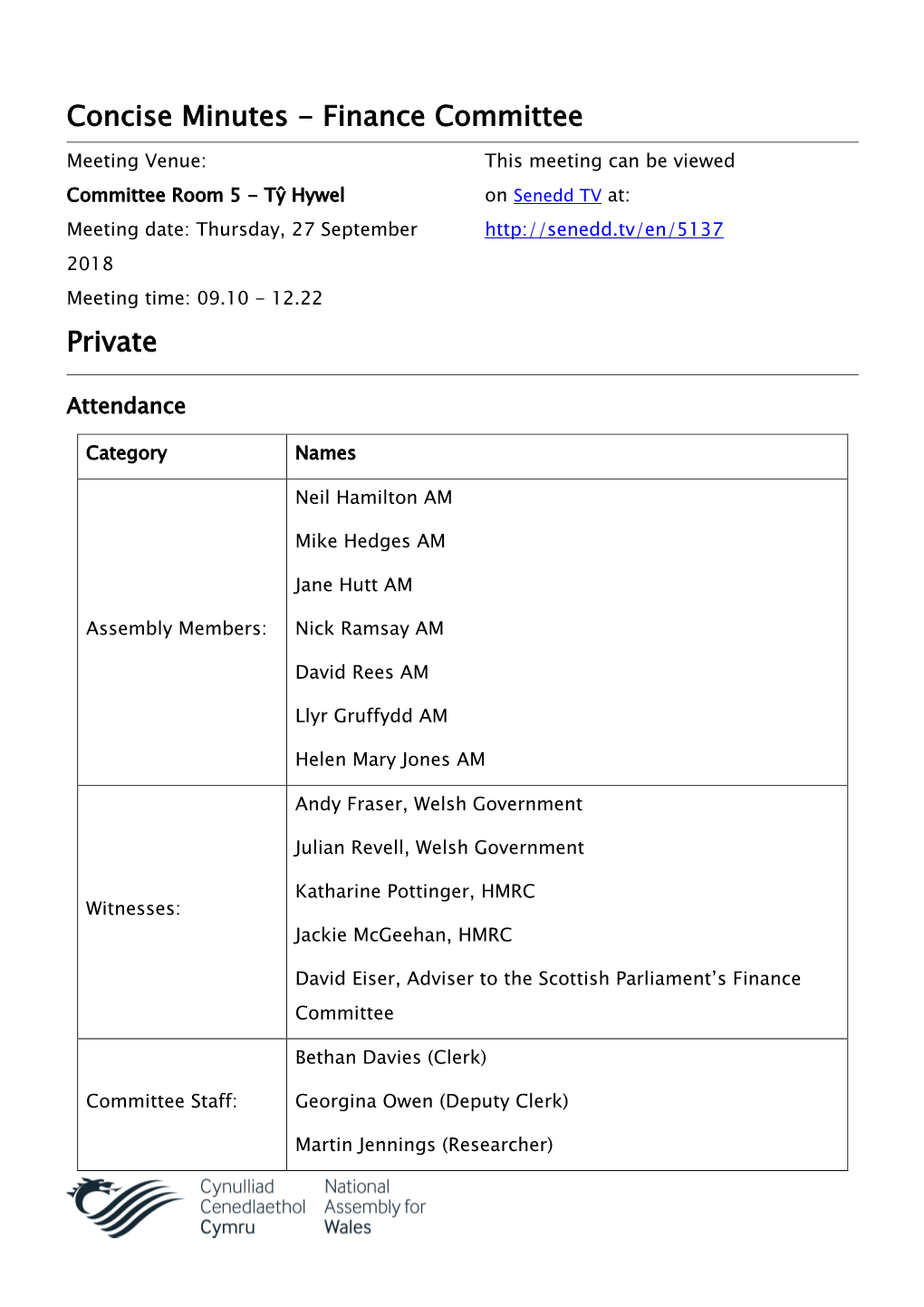 Concise Minutes - Finance Committee