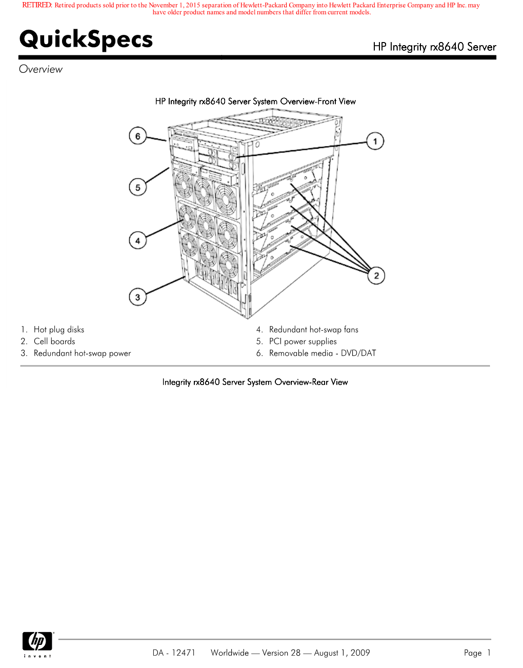 Quickspecs HP Integrity Rx8640 Server Overview