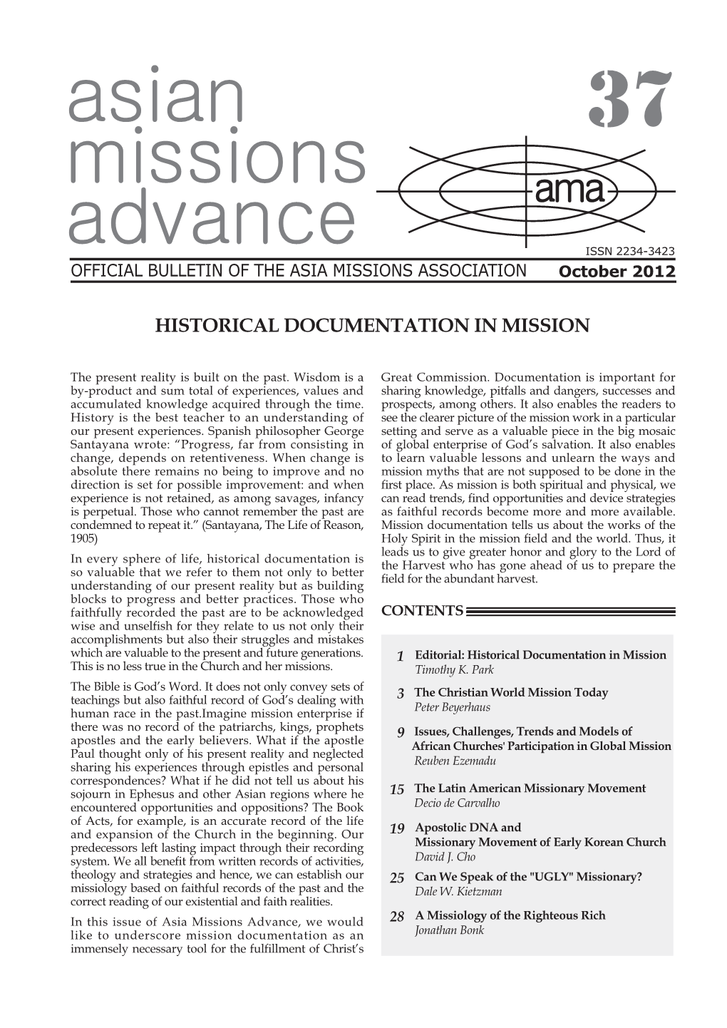 Asian Missions Advance, Wrote About the History of Christianity in Korea - Touching on How Christianity, Missionaries and the Bible Entered the Peninsula